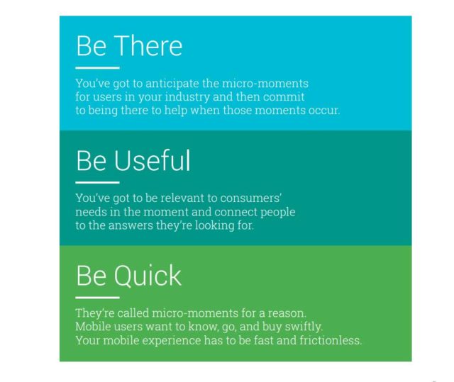 Google three strategies - be there, be useful, and be quick