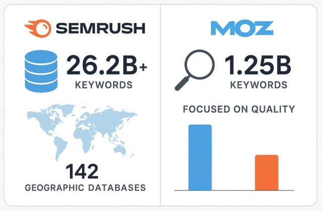 Semrush vs Moz - Infographic comparing keyword databases