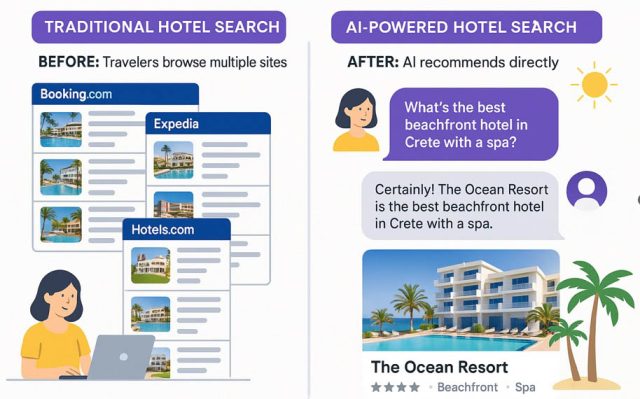 The shift from traditional hotel booking to AI chatbots providing direct hotel recommendations